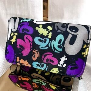 DISNEY Mickey Mouse Trifold Wallet Good Condition Zip Pocket ID & CC Slots